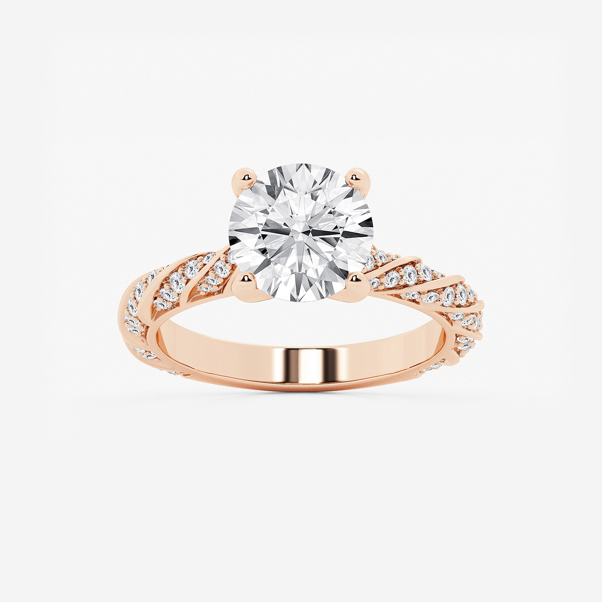 3 ctw Round Lab Grown Diamond Ribbon Engagement Ring